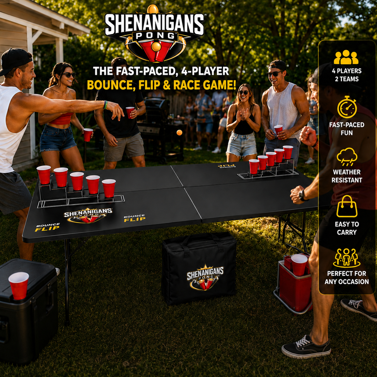 Shenanigans Pong – 4 Player Party Ball Toss Game