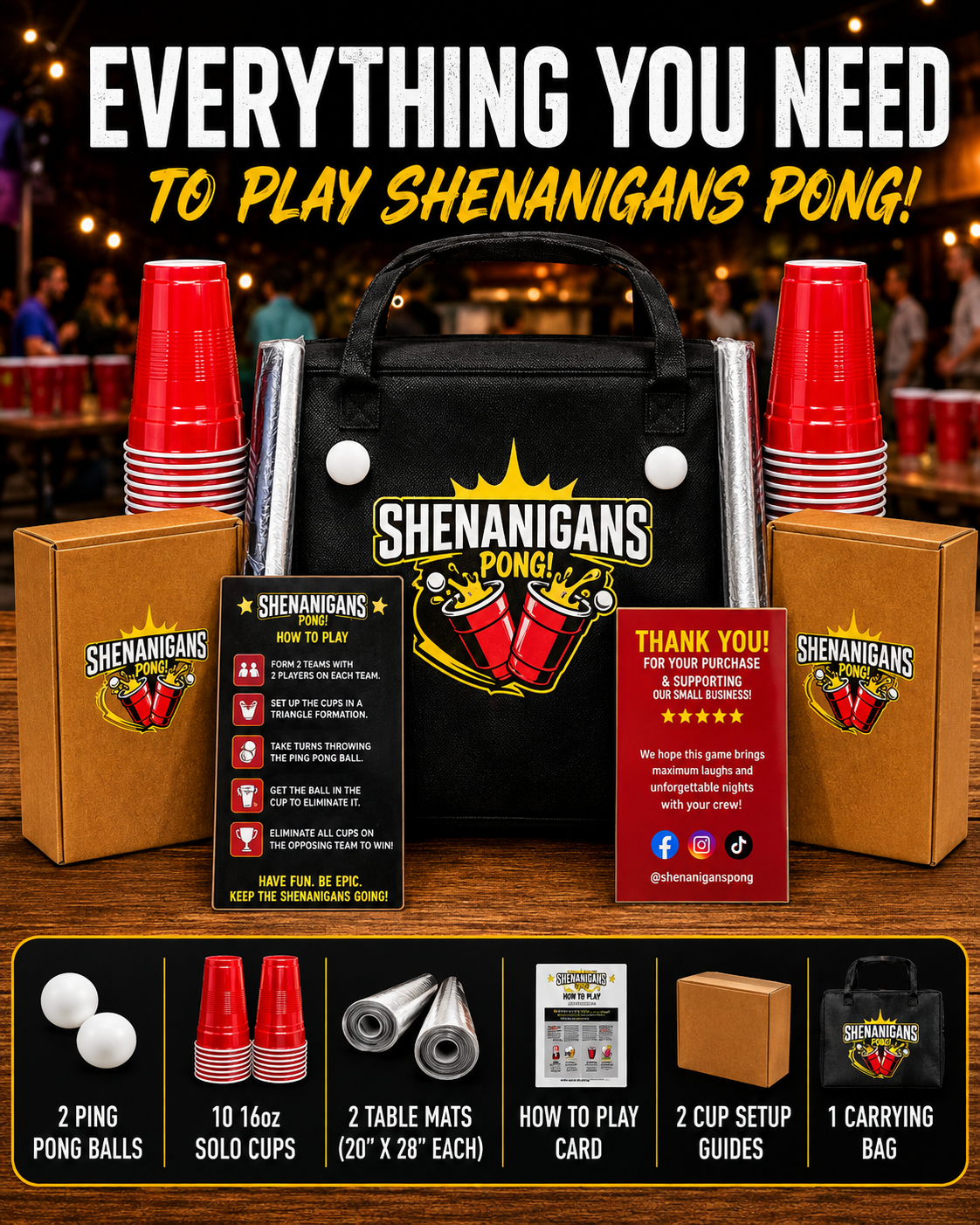 Shenanigans Pong – 4 Player Party Ball Toss Game