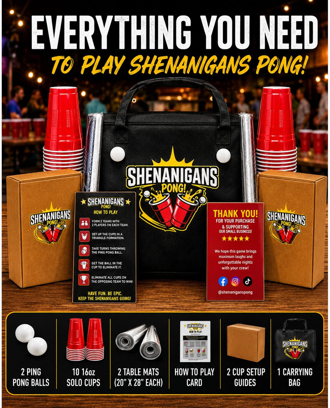 Shenanigans Pong – 4 Player Party Ball Toss Game